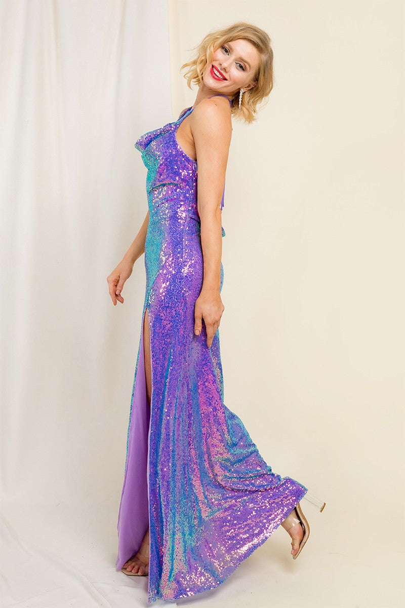 Rachel Sequin Lilac Gown